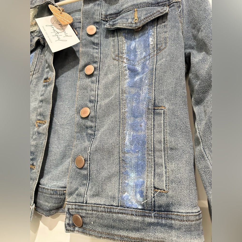 Denim Jacket with Blue Accent